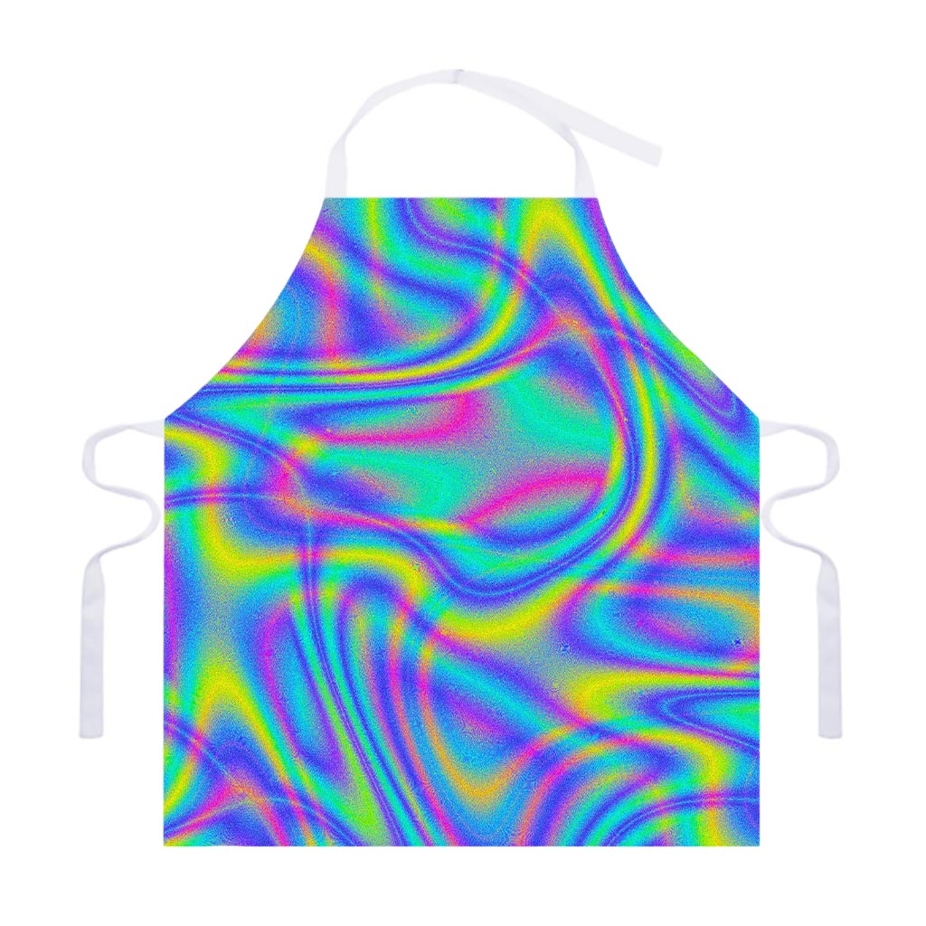 Turquoise Holographic Trippy Print Adjustable Apron
