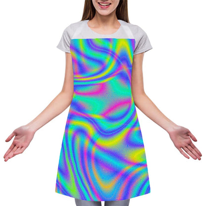 Turquoise Holographic Trippy Print Adjustable Apron