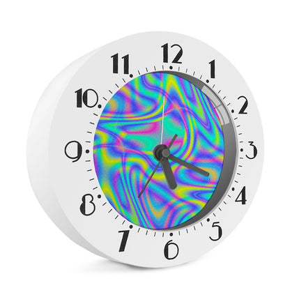 Turquoise Holographic Trippy Print Alarm Clock