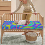 Turquoise Holographic Trippy Print Baby Crib Sheet