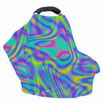 Turquoise Holographic Trippy Print Baby Seat Cover