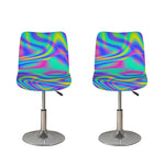 Turquoise Holographic Trippy Print Bar Stool Covers