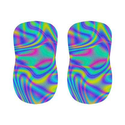 Turquoise Holographic Trippy Print Bar Stool Covers