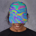 Turquoise Holographic Trippy Print Baseball Cap