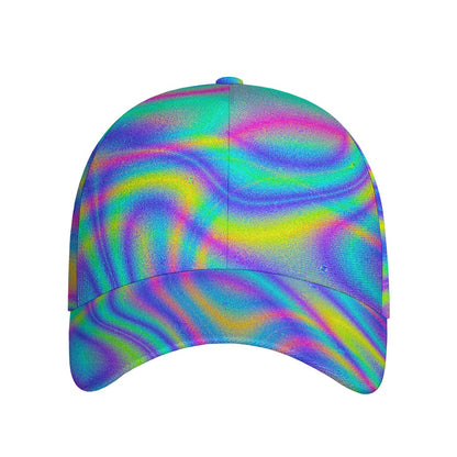 Turquoise Holographic Trippy Print Baseball Cap