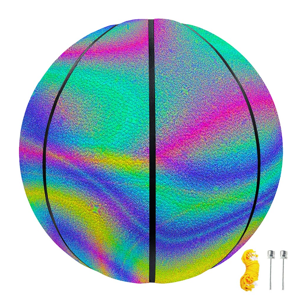 Turquoise Holographic Trippy Print Basketball