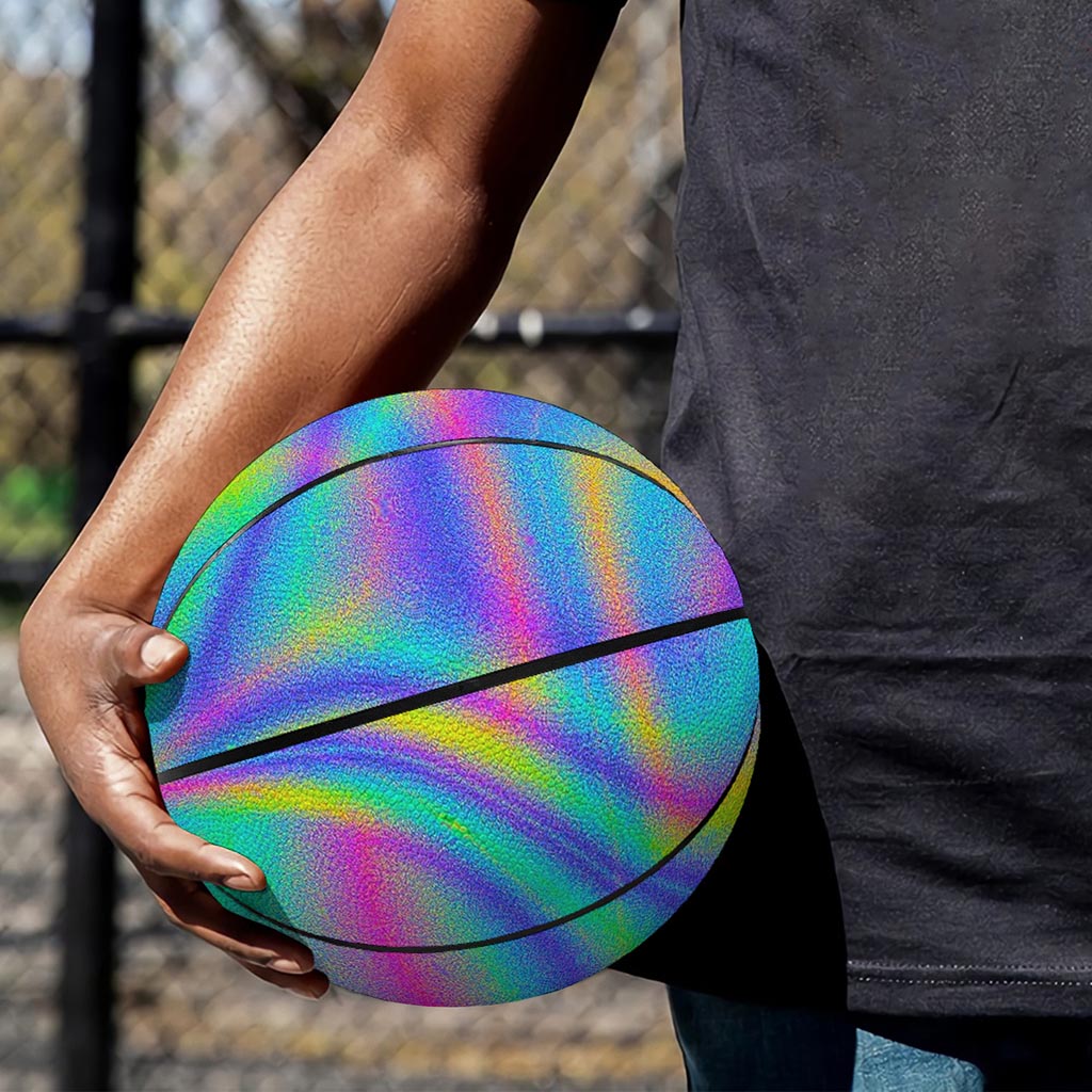 Turquoise Holographic Trippy Print Basketball