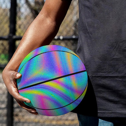 Turquoise Holographic Trippy Print Basketball