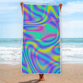 Turquoise Holographic Trippy Print Beach Towel