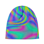 Turquoise Holographic Trippy Print Beanie