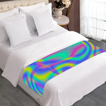 Turquoise Holographic Trippy Print Bed Runner