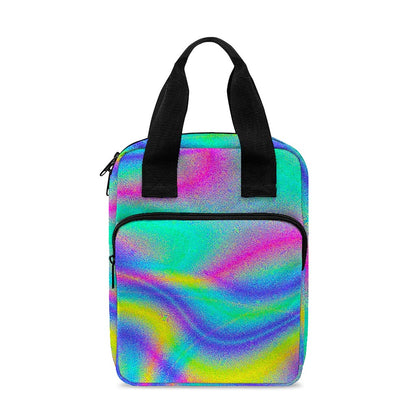 Turquoise Holographic Trippy Print Bible Tote Bag