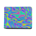 Turquoise Holographic Trippy Print Bifold Wallet