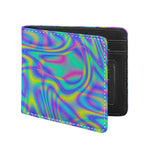 Turquoise Holographic Trippy Print Bifold Wallet
