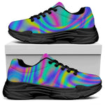 Turquoise Holographic Trippy Print Black Chunky Shoes