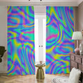 Turquoise Holographic Trippy Print Dimout Pencil Pleat Curtains