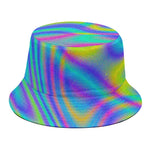 Turquoise Holographic Trippy Print Bucket Hat
