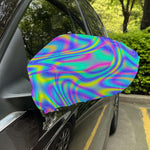 Turquoise Holographic Trippy Print Car Side Mirror Covers