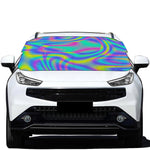 Turquoise Holographic Trippy Print Car Windshield Snow Cover