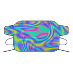 Turquoise Holographic Trippy Print Car Windshield Snow Cover