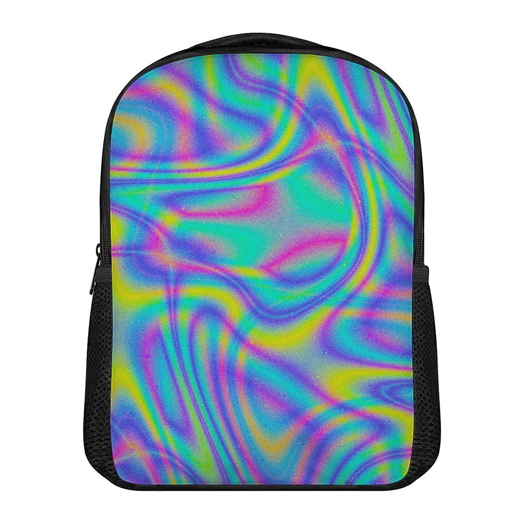 Turquoise Holographic Trippy Print Casual Backpack