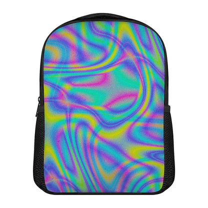 Turquoise Holographic Trippy Print Casual Backpack