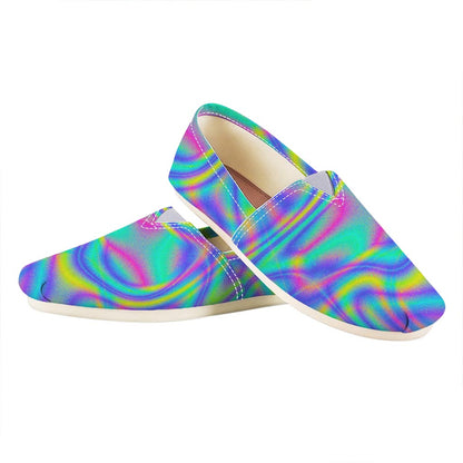 Turquoise Holographic Trippy Print Casual Shoes