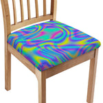 Turquoise Holographic Trippy Print Chair Cushion Cover