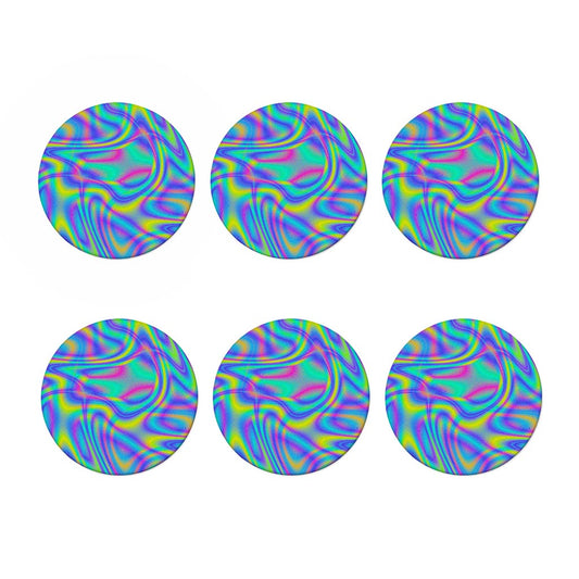 Turquoise Holographic Trippy Print Coaster Set