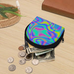 Turquoise Holographic Trippy Print Coin Purse