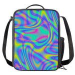 Turquoise Holographic Trippy Print Crossbody Lunch Bag