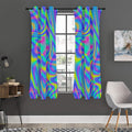 Turquoise Holographic Trippy Print Grommet Curtain Panels