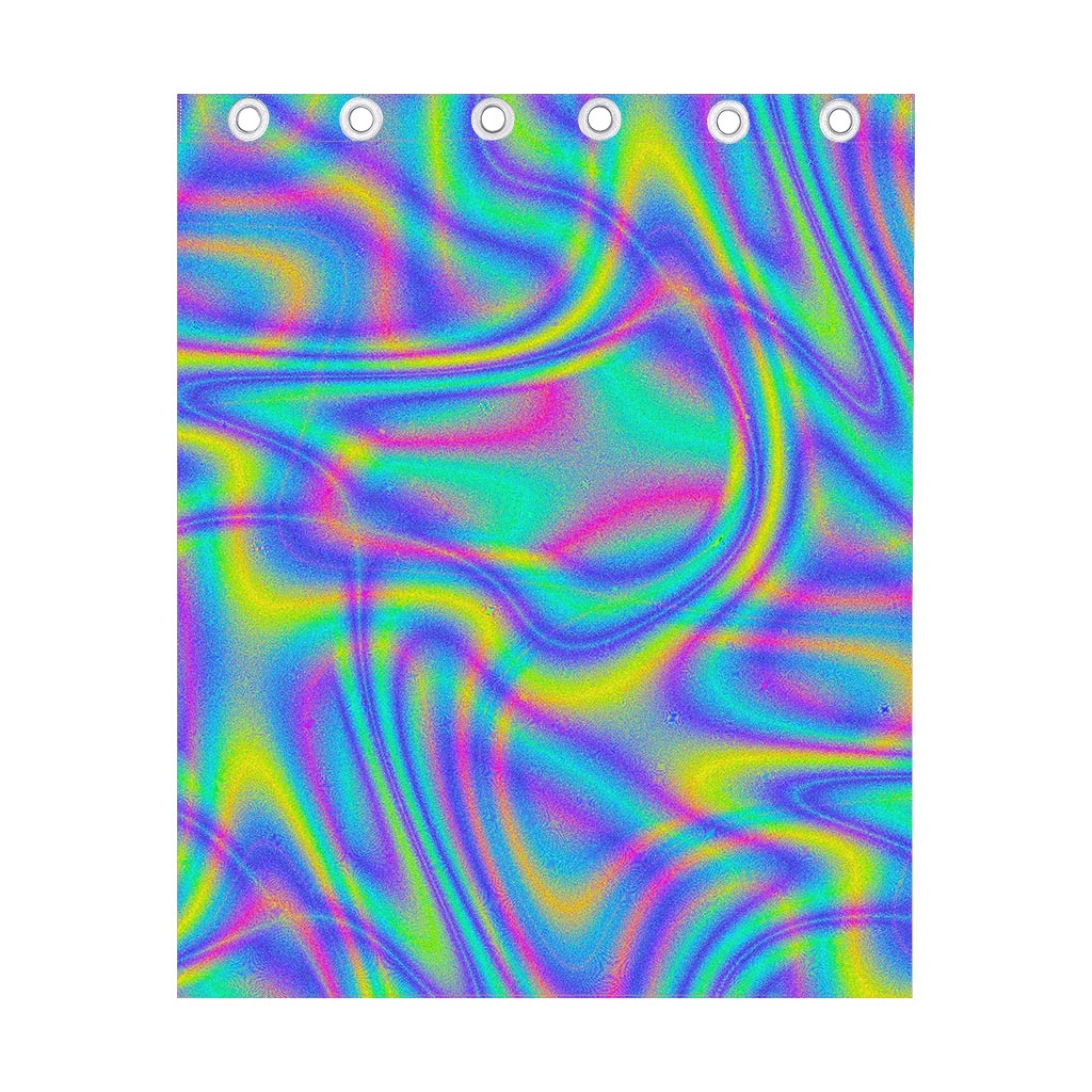 Turquoise Holographic Trippy Print Curtain