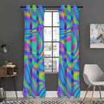 Turquoise Holographic Trippy Print Curtain