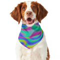 Turquoise Holographic Trippy Print Dog Bandana