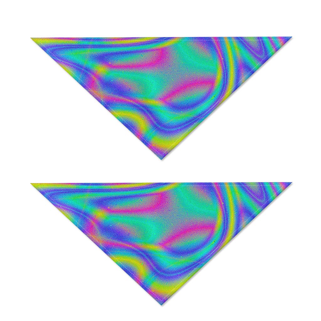 Turquoise Holographic Trippy Print Dog Bandana