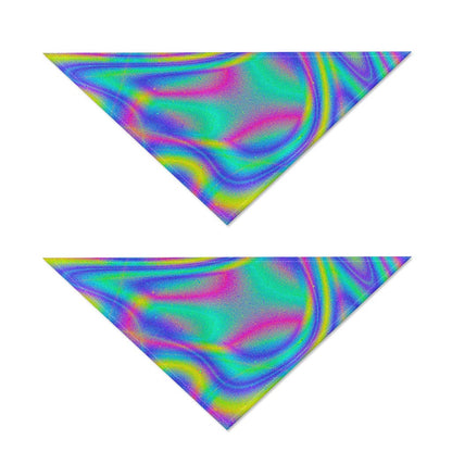 Turquoise Holographic Trippy Print Dog Bandana