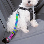 Turquoise Holographic Trippy Print Dog Seat Belt