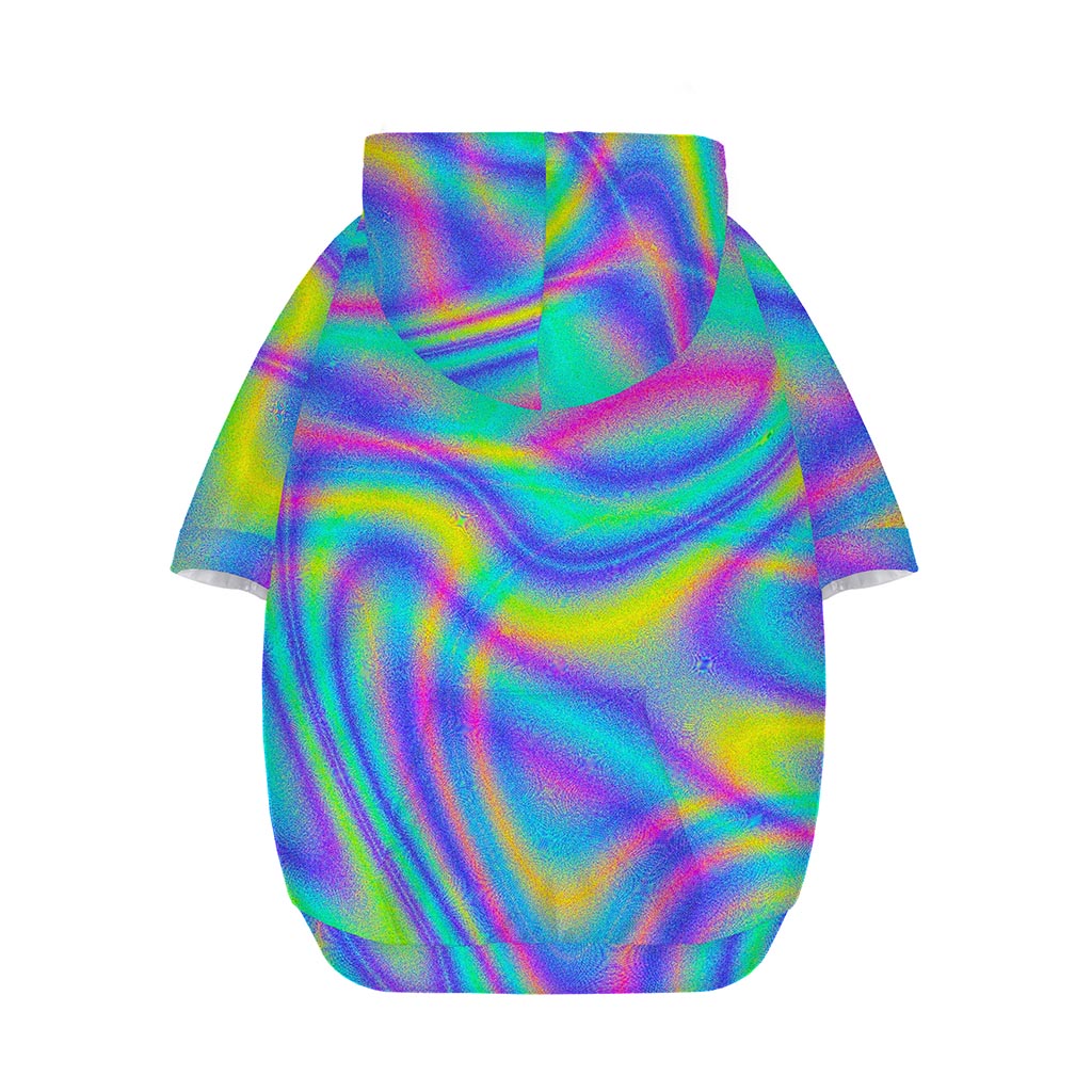 Turquoise Holographic Trippy Print Dog Zip Up Hoodie
