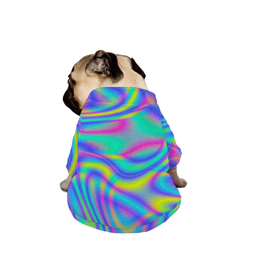 Turquoise Holographic Trippy Print Dog Zip Up Jacket