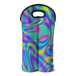 Turquoise Holographic Trippy Print Double Neoprene Wine Tote