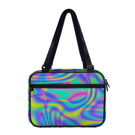 Turquoise Holographic Trippy Print Double Strap Bible Bag