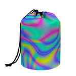Turquoise Holographic Trippy Print Drawstring Makeup Bag