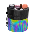 Turquoise Holographic Trippy Print Drawstring Makeup Bag