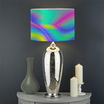 Turquoise Holographic Trippy Print Drum Lamp Shade
