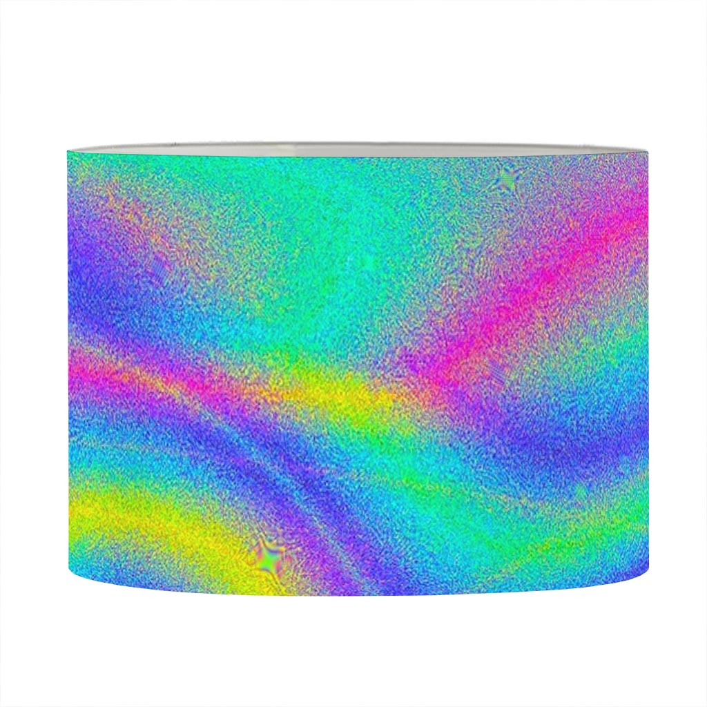 Turquoise Holographic Trippy Print Drum Lamp Shade