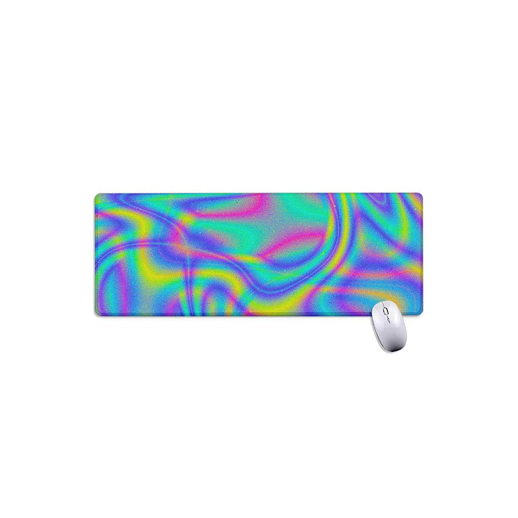 Turquoise Holographic Trippy Print Extended Mouse Pad