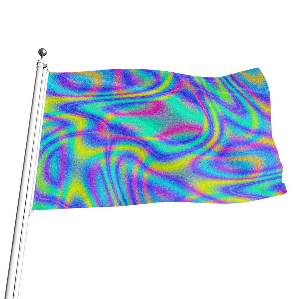 Turquoise Holographic Trippy Print Flag