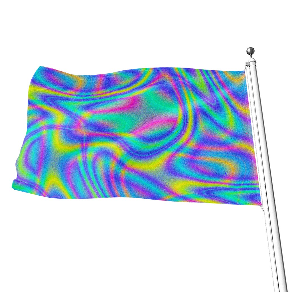 Turquoise Holographic Trippy Print Flag