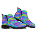 Turquoise Holographic Trippy Print Flat Ankle Boots